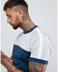 Мужская темно-синяя футболка с круглым вырезом с принтом от ASOS DESIGN