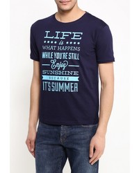 Мужская темно-синяя футболка с круглым вырезом с принтом от Baon