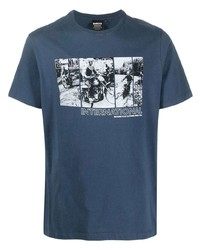 Мужская темно-синяя футболка с круглым вырезом с принтом от Barbour International