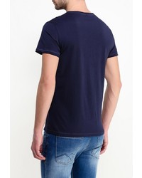 Мужская темно-синяя футболка с круглым вырезом с принтом от BLEND