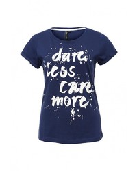 Женская темно-синяя футболка с круглым вырезом с принтом от BlendShe