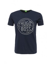 Мужская темно-синяя футболка с круглым вырезом с принтом от Boss Green