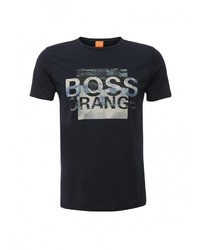 Мужская темно-синяя футболка с круглым вырезом с принтом от Boss Orange
