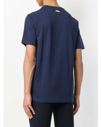 Мужская темно-синяя футболка с круглым вырезом с принтом от Fila