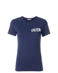Женская темно-синяя футболка с круглым вырезом с принтом от Calvin Klein Jeans