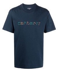 Мужская темно-синяя футболка с круглым вырезом с принтом от Carhartt WIP