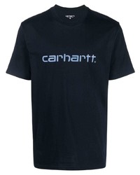 Мужская темно-синяя футболка с круглым вырезом с принтом от Carhartt WIP