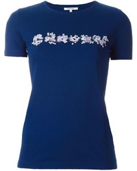 Женская темно-синяя футболка с круглым вырезом с принтом от Carven