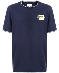 Мужская темно-синяя футболка с круглым вырезом с принтом от CK Calvin Klein