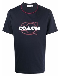 Мужская темно-синяя футболка с круглым вырезом с принтом от Coach