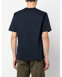 Мужская темно-синяя футболка с круглым вырезом с принтом от Comme des Garcons Homme
