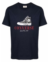Мужская темно-синяя футболка с круглым вырезом с принтом от Converse