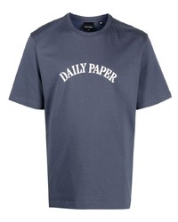 Мужская темно-синяя футболка с круглым вырезом с принтом от Daily Paper