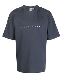 Мужская темно-синяя футболка с круглым вырезом с принтом от Daily Paper