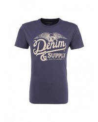 Мужская темно-синяя футболка с круглым вырезом с принтом от Denim &amp; Supply Ralph Lauren