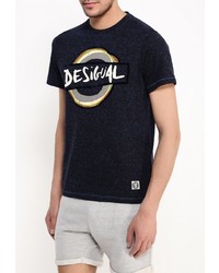 Мужская темно-синяя футболка с круглым вырезом с принтом от Desigual