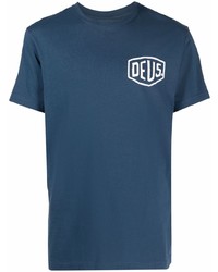 Мужская темно-синяя футболка с круглым вырезом с принтом от Deus Ex Machina