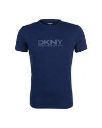 Мужская темно-синяя футболка с круглым вырезом с принтом от DKNY