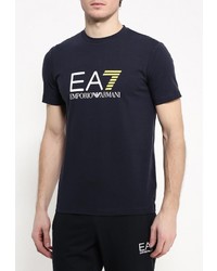 Мужская темно-синяя футболка с круглым вырезом с принтом от EA7