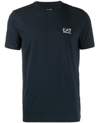 Мужская темно-синяя футболка с круглым вырезом с принтом от Ea7 Emporio Armani