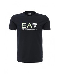 Мужская темно-синяя футболка с круглым вырезом с принтом от EA7