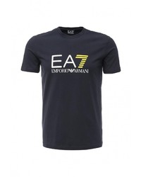 Мужская темно-синяя футболка с круглым вырезом с принтом от EA7