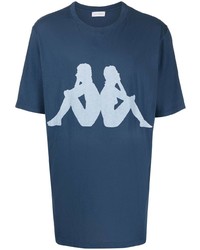 Мужская темно-синяя футболка с круглым вырезом с принтом от Faith Connexion