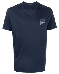 Мужская темно-синяя футболка с круглым вырезом с принтом от Fay