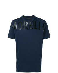 Мужская темно-синяя футболка с круглым вырезом с принтом от Frankie Morello