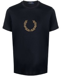 Мужская темно-синяя футболка с круглым вырезом с принтом от Fred Perry