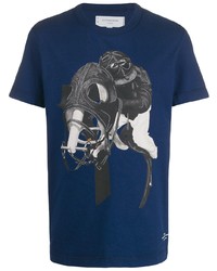 Мужская темно-синяя футболка с круглым вырезом с принтом от G-Star Raw Research