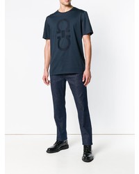 Мужская темно-синяя футболка с круглым вырезом с принтом от Salvatore Ferragamo