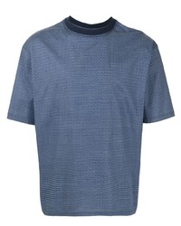Мужская темно-синяя футболка с круглым вырезом с принтом от Giorgio Armani