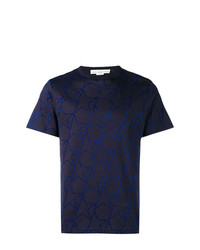 Мужская темно-синяя футболка с круглым вырезом с принтом от Golden Goose Deluxe Brand