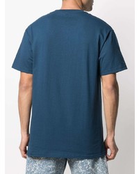 Мужская темно-синяя футболка с круглым вырезом с принтом от Pleasures