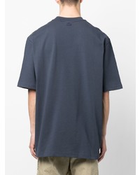 Мужская темно-синяя футболка с круглым вырезом с принтом от Lacoste