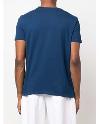 Мужская темно-синяя футболка с круглым вырезом с принтом от Etro