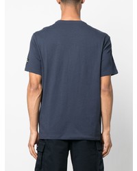 Мужская темно-синяя футболка с круглым вырезом с принтом от ECOALF