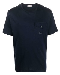 Мужская темно-синяя футболка с круглым вырезом с принтом от Herno