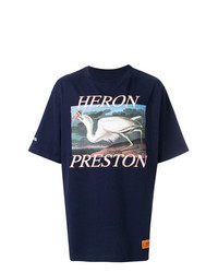 Мужская темно-синяя футболка с круглым вырезом с принтом от Heron Preston