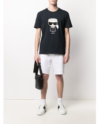 Мужская темно-синяя футболка с круглым вырезом с принтом от Karl Lagerfeld