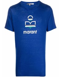 Мужская темно-синяя футболка с круглым вырезом с принтом от Isabel Marant