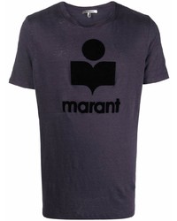 Мужская темно-синяя футболка с круглым вырезом с принтом от Isabel Marant