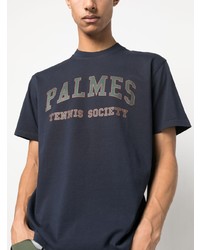 Мужская темно-синяя футболка с круглым вырезом с принтом от Palmes