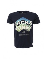 Мужская темно-синяя футболка с круглым вырезом с принтом от Jack &amp; Jones