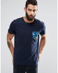 Мужская темно-синяя футболка с круглым вырезом с принтом от Jack and Jones
