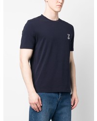 Мужская темно-синяя футболка с круглым вырезом с принтом от Jacob Cohen