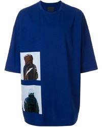 Мужская темно-синяя футболка с круглым вырезом с принтом от Juun.J