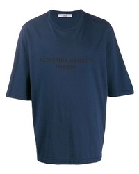 Мужская темно-синяя футболка с круглым вырезом с принтом от Katharine Hamnett London