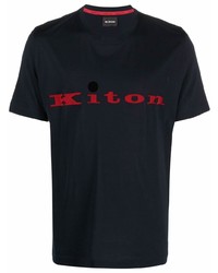 Мужская темно-синяя футболка с круглым вырезом с принтом от Kiton